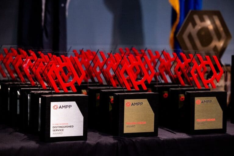 Image of collective of AMPP awards on a table
