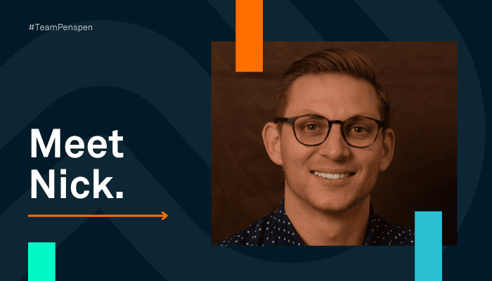 A banner with a photo of a man and the caption Meet Nick