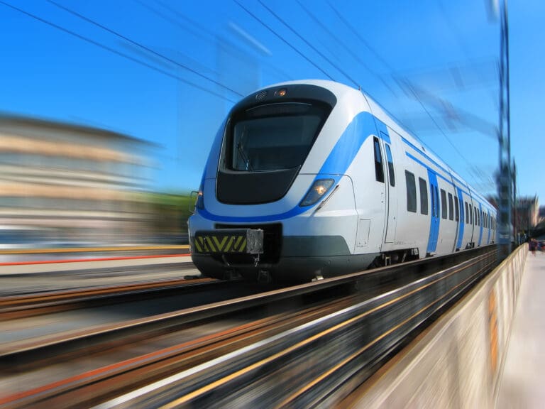 High-speed train with motion blur